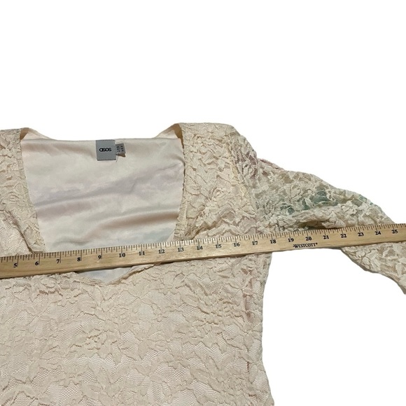 ASOS Cream Lace Mini Dress- Stretchy-V Neckline-Size 10-Floral Design-Lined - Picture 10 of 10